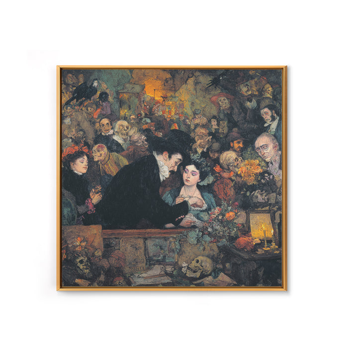 The Vampire Florist, Grotesque Carnival Art, Square Wall Art, Dark Fantasy Wall Art, Framed Canvas Print, Halloween Wall Art