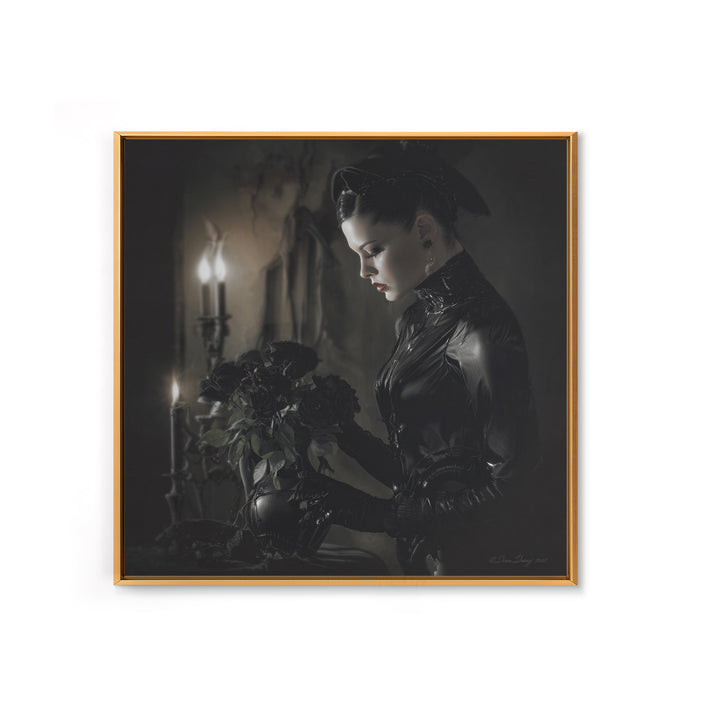 The Vampire Florist, Biomechanical Horror Art, Square Wall Art, Macabre Wall Art, Framed Canvas Print, Halloween Wall Art, Halloween Decor
