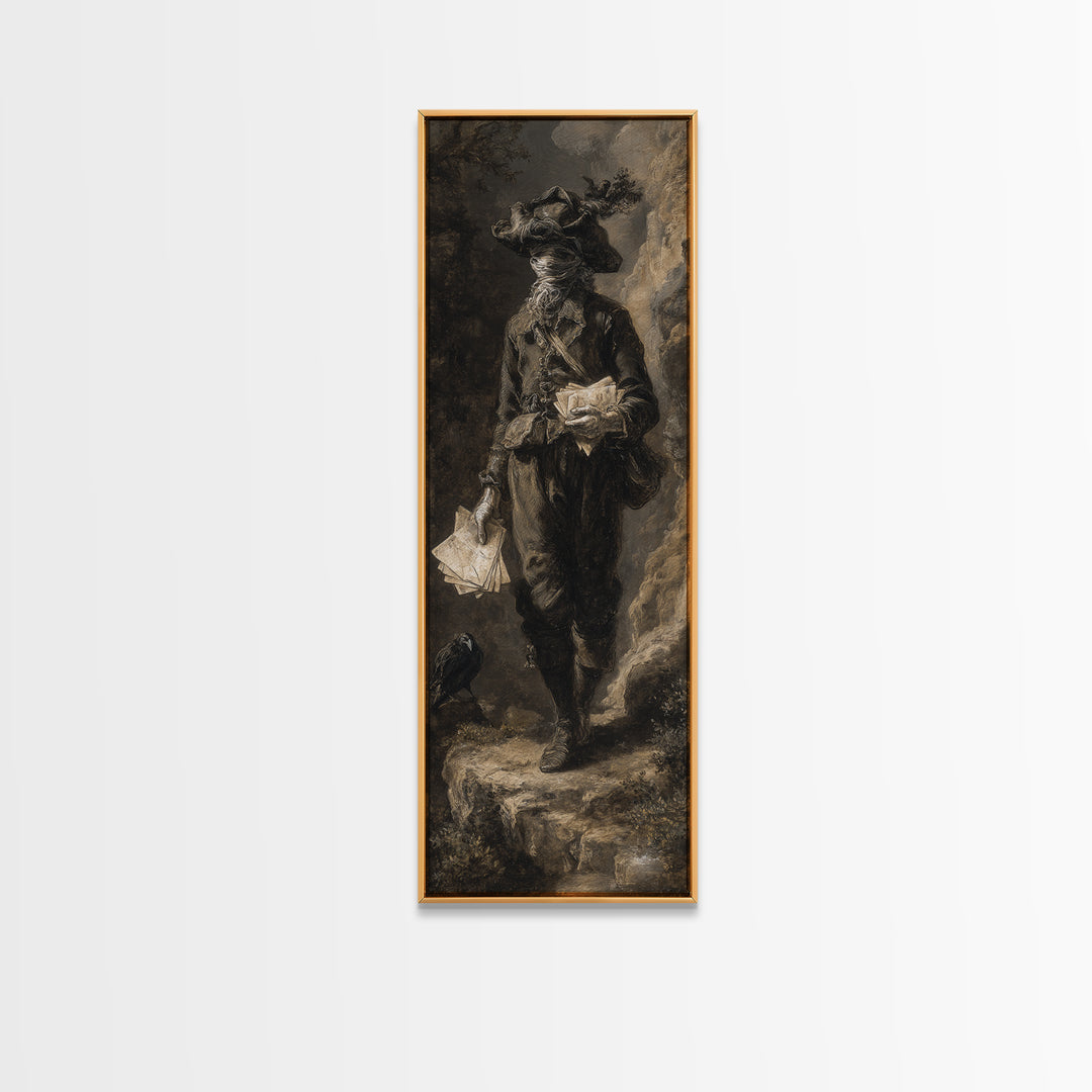 The Mummy Mail Carrier, Baroque Witchcraft Art, Tall Narrow Wall Art, Gothic Horror Wall Art, Canvas Print, Halloween Wall Art