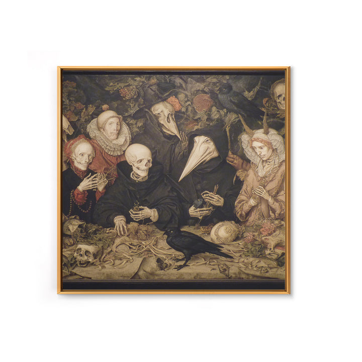The Monster Family Portrait, Danse Macabre Art, Square Wall Art, Macabre Wall Art, Framed Canvas Print