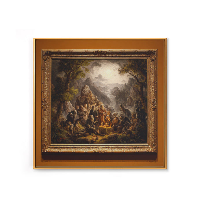 The Monster Family Portrait, Baroque Witchcraft Art, Square Wall Art, Gothic Horror Wall Art, Canvas Print, Halloween Wall Art