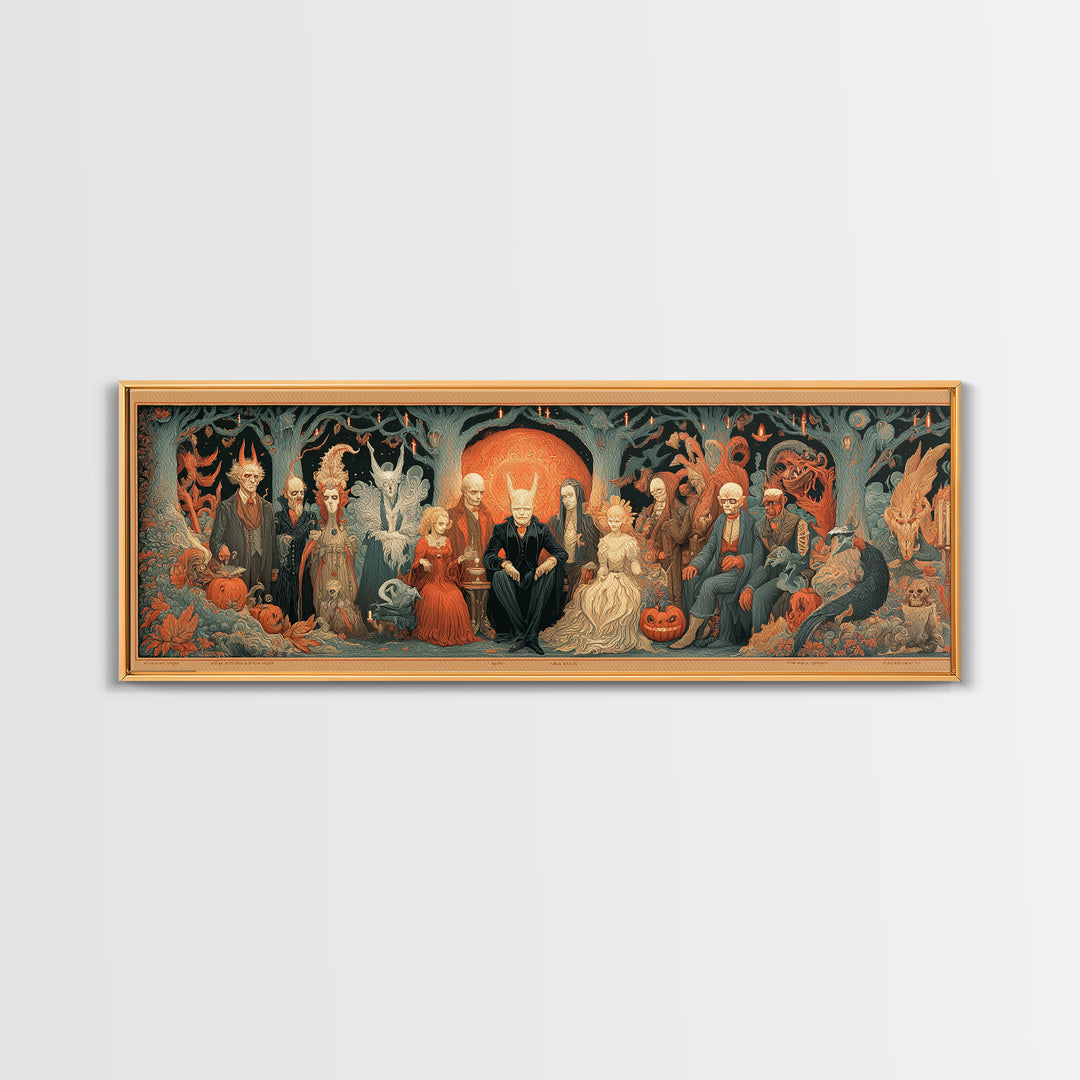 The Monster Family Portrait, Visionary Gothic Art, Extra Wide Wall Art, Dark Fantasy Wall Art, Canvas Print, Halloween Wall Art