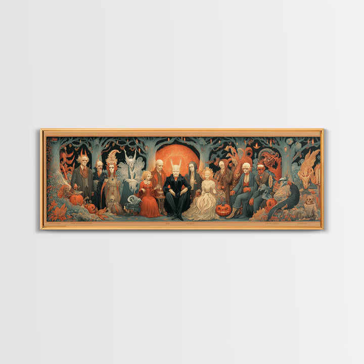 The Monster Family Portrait, Visionary Gothic Art, Extra Wide Wall Art, Dark Fantasy Wall Art, Canvas Print, Halloween Wall Art