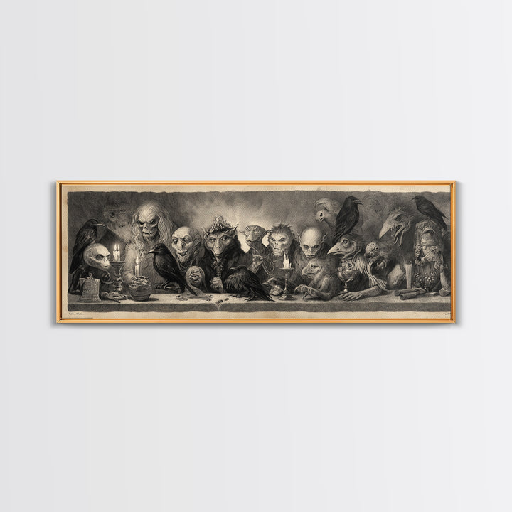 The Monster Family Portrait, Expressionist Nightmare Art, Extra Wide Wall Art, Dark Fantasy Wall Art, Framed Canvas Print
