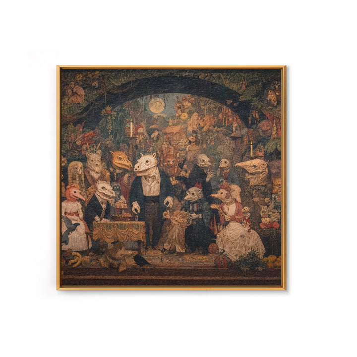 The Monster Family Portrait, Grotesque Carnival Art, Square Wall Art, Dark Fantasy Wall Art, Framed Canvas Print, Halloween Wall Art