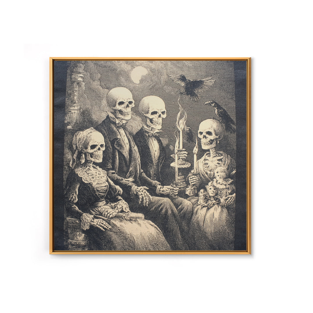 The Monster Family Portrait, Macabre Folk Print Art, Square Wall Art, Gothic Horror Wall Art, Canvas Print, Halloween Wall Art
