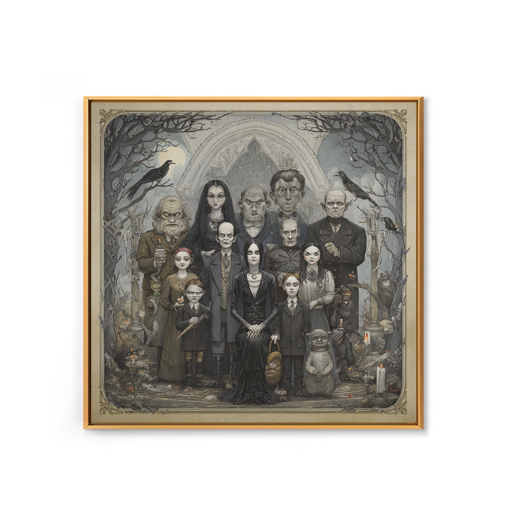 The Monster Family Portrait, Victorian Macabre Art, Square Wall Art, Gothic Horror Wall Art, Canvas Print, Halloween Wall Art