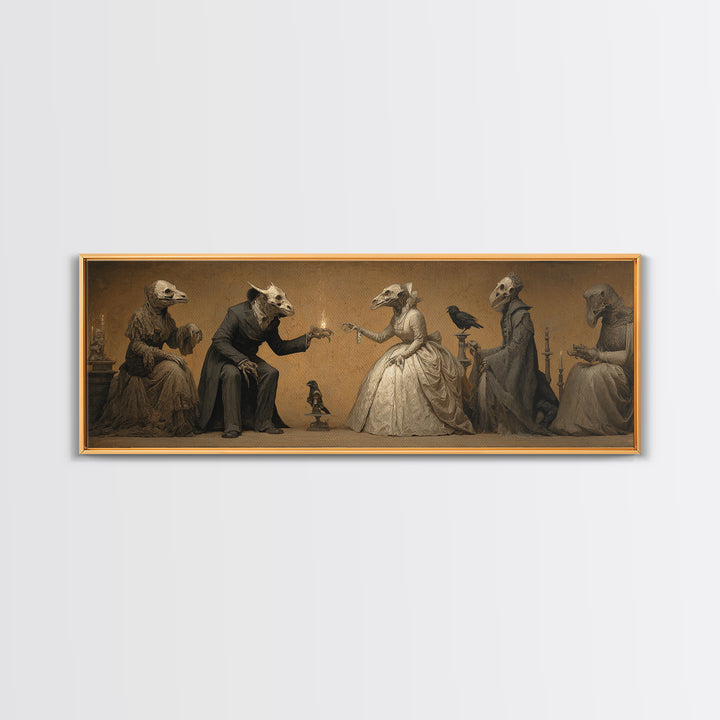 The Monster Family Portrait, Surreal Apocalyptic Art, Extra Wide Wall Art, Dark Halloween Decor, Framed Canvas Print
