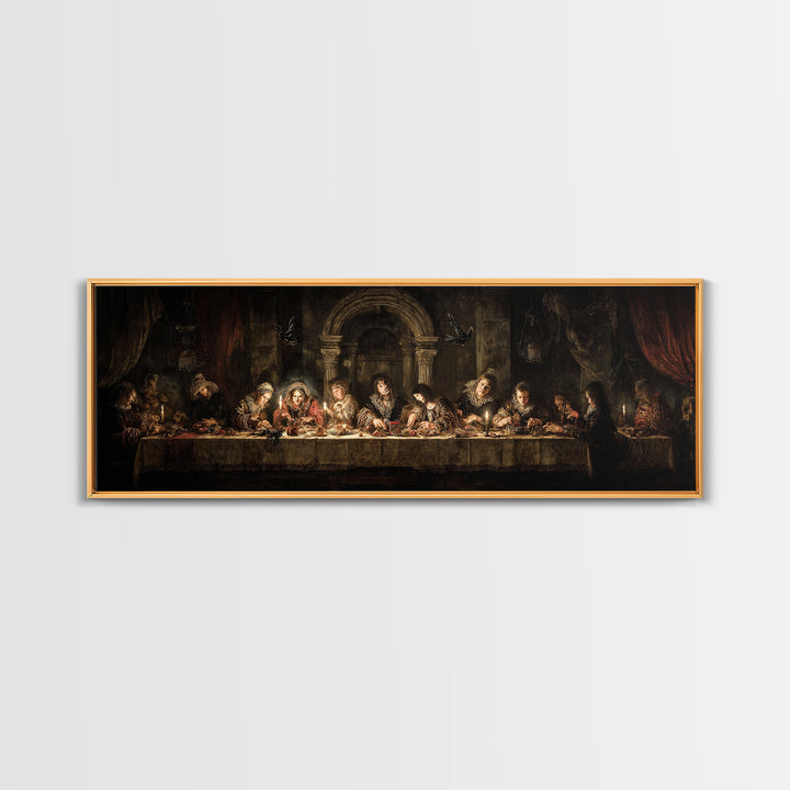 The Spider Sewing Circle, Dark Romantic Horror Art, Extra Wide Wall Art, Macabre Wall Art, Canvas Print, Halloween Wall Art