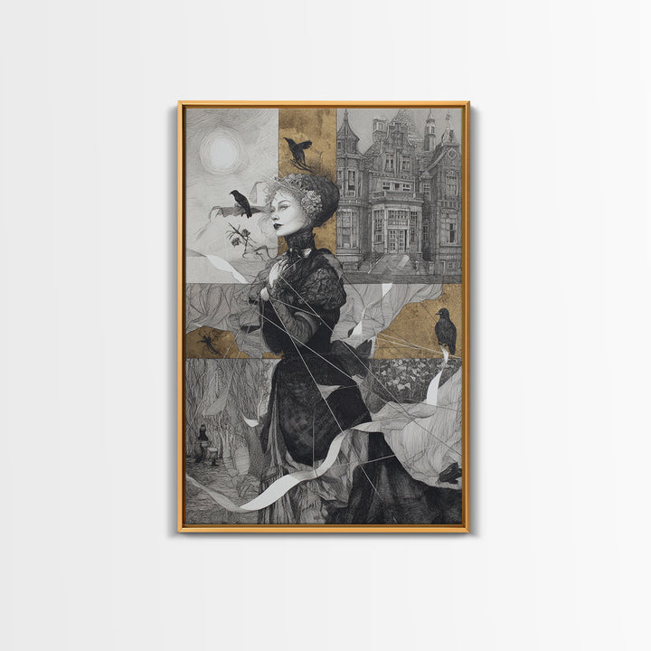 The Spider Sewing Circle, Victorian Macabre Art, Vertical Wall Art, Macabre Wall Art, Framed Canvas Print, Halloween Wall Art