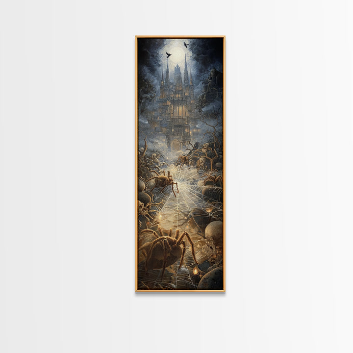 The Spider Sewing Circle, Surreal Apocalyptic Art, Tall Narrow Wall Art, Dark Fantasy Wall Art, Canvas Print, Halloween Wall Art