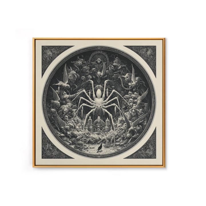 The Spider Sewing Circle, Biomechanical Horror Art, Square Wall Art, Gothic Horror Wall Art, Canvas Print, Halloween Wall Art