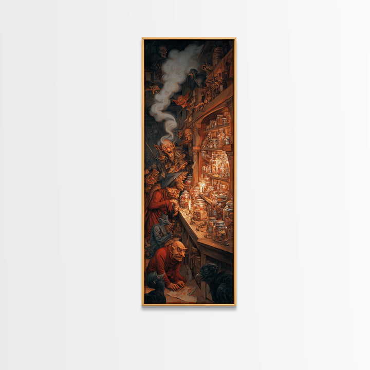 The Goblin Candy Shop, Dark Renaissance Art, Tall Narrow Wall Art, Gothic Horror Wall Art, Framed Canvas Print