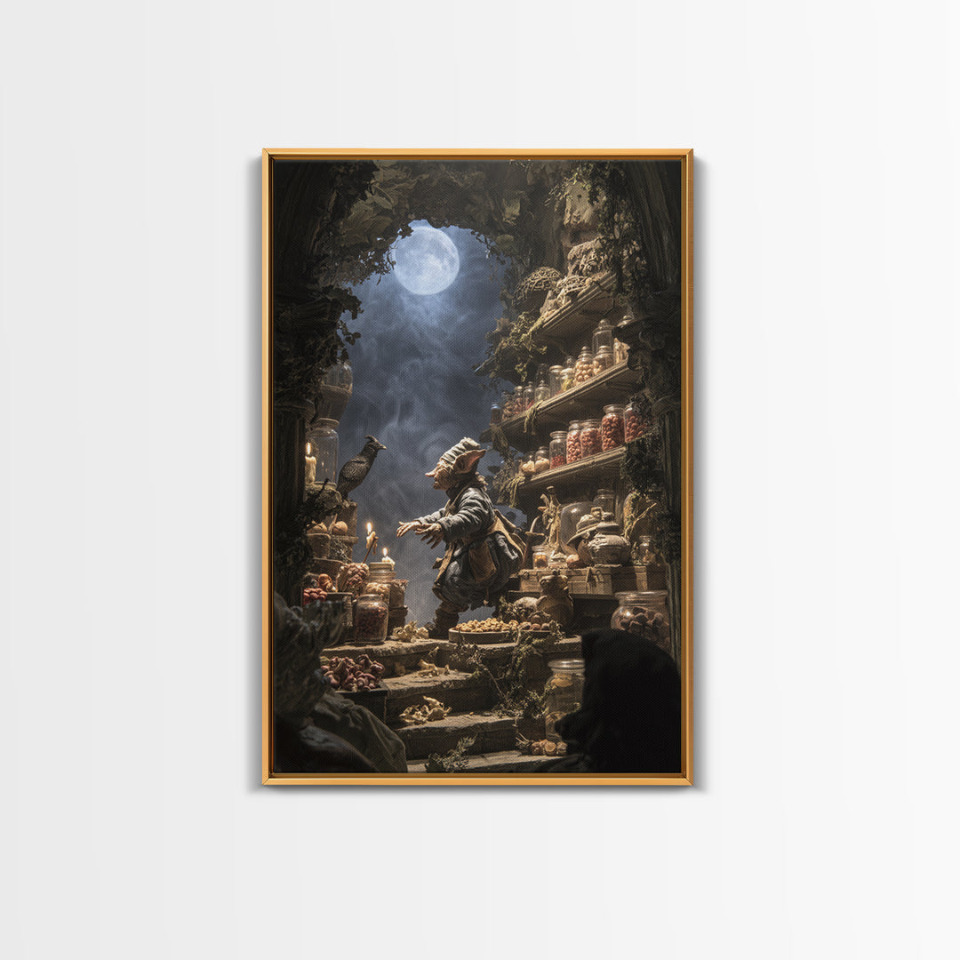 The Goblin Candy Shop, Baroque Witchcraft Art, Vertical Wall Art, Dark Fantasy Wall Art, Canvas Print, Halloween Wall Art