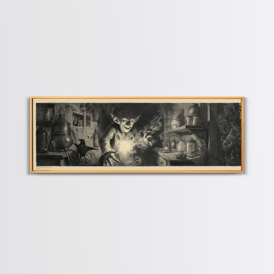The Goblin Candy Shop, Symbolist Dream Art, Extra Wide Wall Art, Gothic Horror Wall Art, Framed Canvas Print, Halloween Wall Art