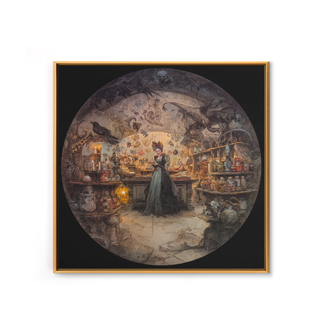 The Goblin Candy Shop, Decadent Gothic Art, Square Wall Art, Dark Fantasy Wall Art, Canvas Print, Halloween Wall Art