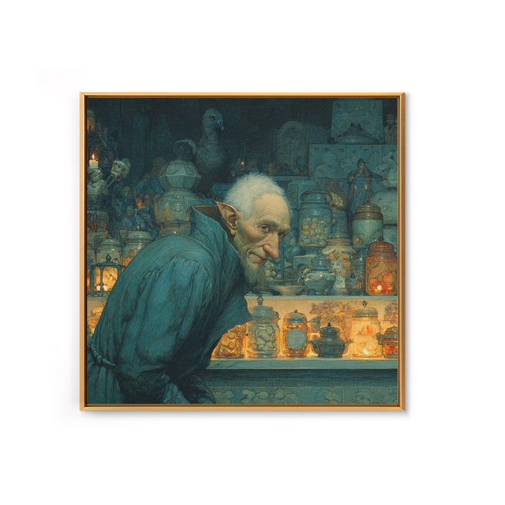 The Goblin Candy Shop, Symbolist Death Art, Square Wall Art, Macabre Wall Art, Canvas Print, Halloween Wall Art, Gothic Home Decor