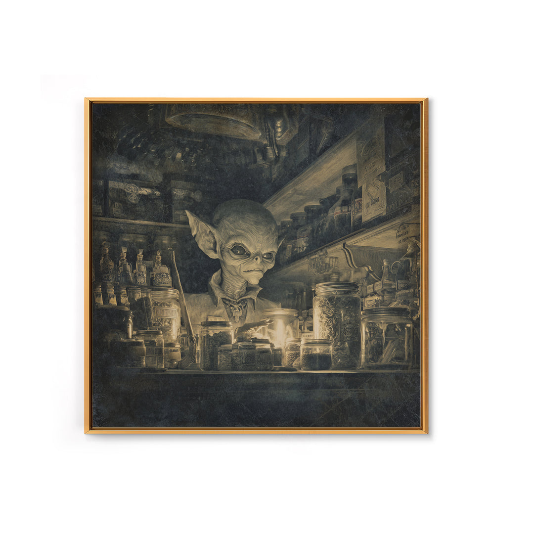The Goblin Candy Shop, Biomechanical Horror Art, Square Wall Art, Macabre Wall Art, Canvas Print, Halloween Wall Art, Gothic Home Decor