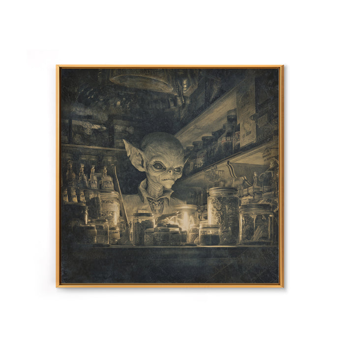 The Goblin Candy Shop, Biomechanical Horror Art, Square Wall Art, Macabre Wall Art, Canvas Print, Halloween Wall Art, Gothic Home Decor