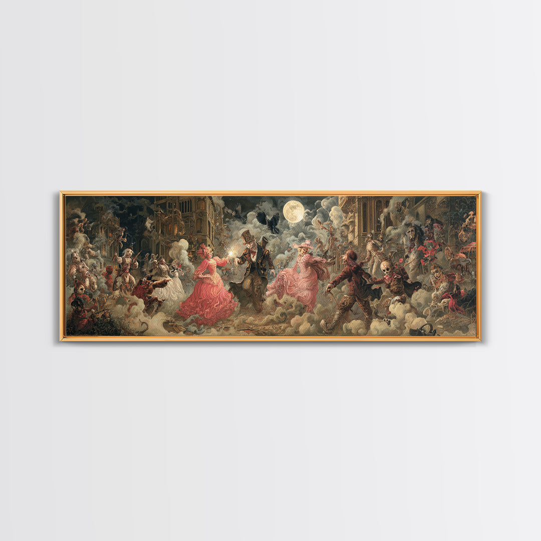 The Haunted Toy Parade, Gothic Engraving Art, Extra Wide Wall Art, Gothic Horror Wall Art, Canvas Print, Halloween Wall Art