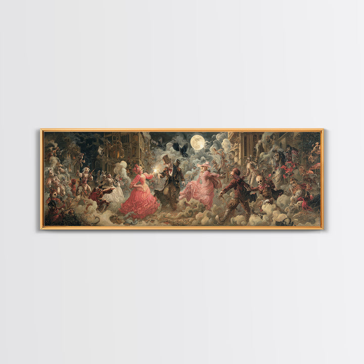 The Haunted Toy Parade, Gothic Engraving Art, Extra Wide Wall Art, Gothic Horror Wall Art, Canvas Print, Halloween Wall Art