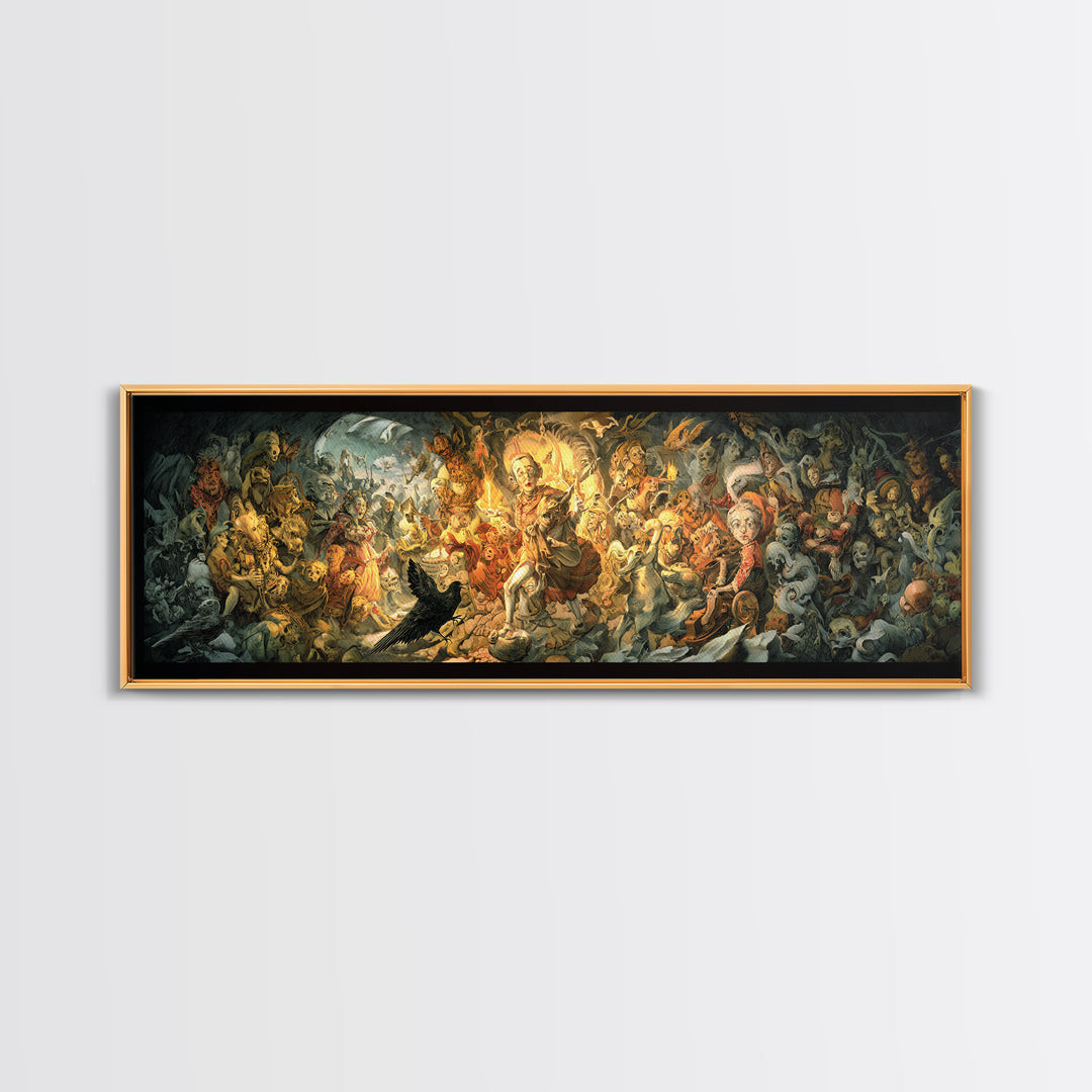The Haunted Toy Parade, Dark Renaissance Art, Extra Wide Wall Art, Gothic Horror Wall Art, Canvas Print, Halloween Wall Art