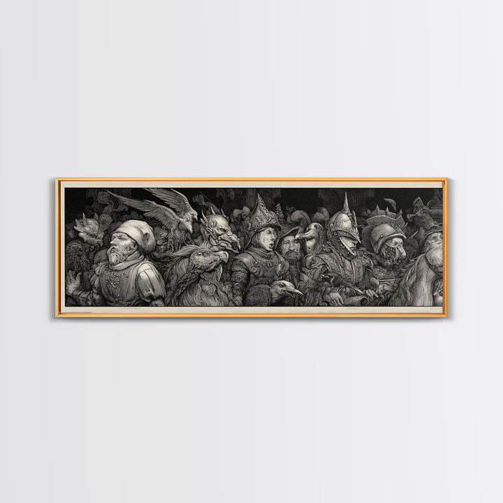 The Haunted Toy Parade, Renaissance Engraving Art, Extra Wide Wall Art, Gothic Horror Wall Art, Canvas Print, Halloween Wall Art