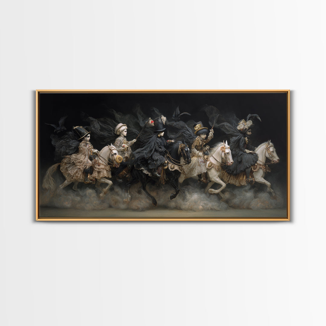 The Haunted Toy Parade, Dark Romantic Horror Art, Wide Panoramic Art, Gothic Horror Wall Art, Canvas Print, Halloween Wall Art