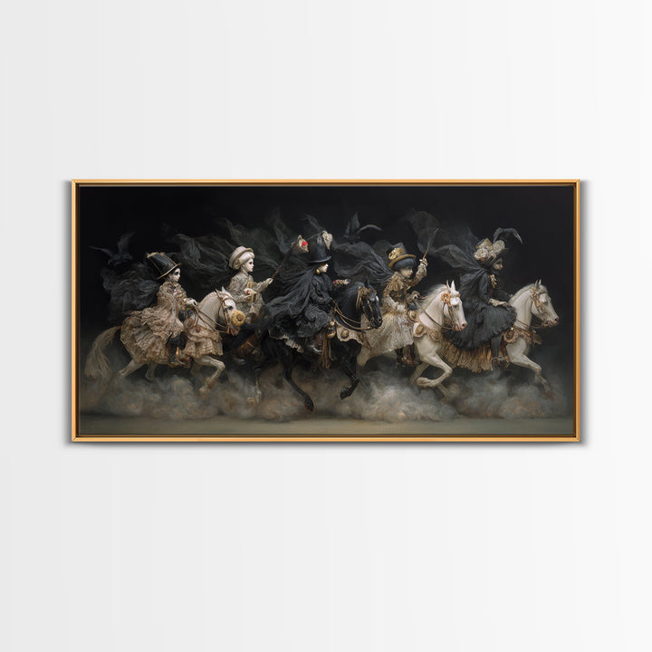 The Haunted Toy Parade, Dark Romantic Horror Art, Wide Panoramic Art, Gothic Horror Wall Art, Canvas Print, Halloween Wall Art
