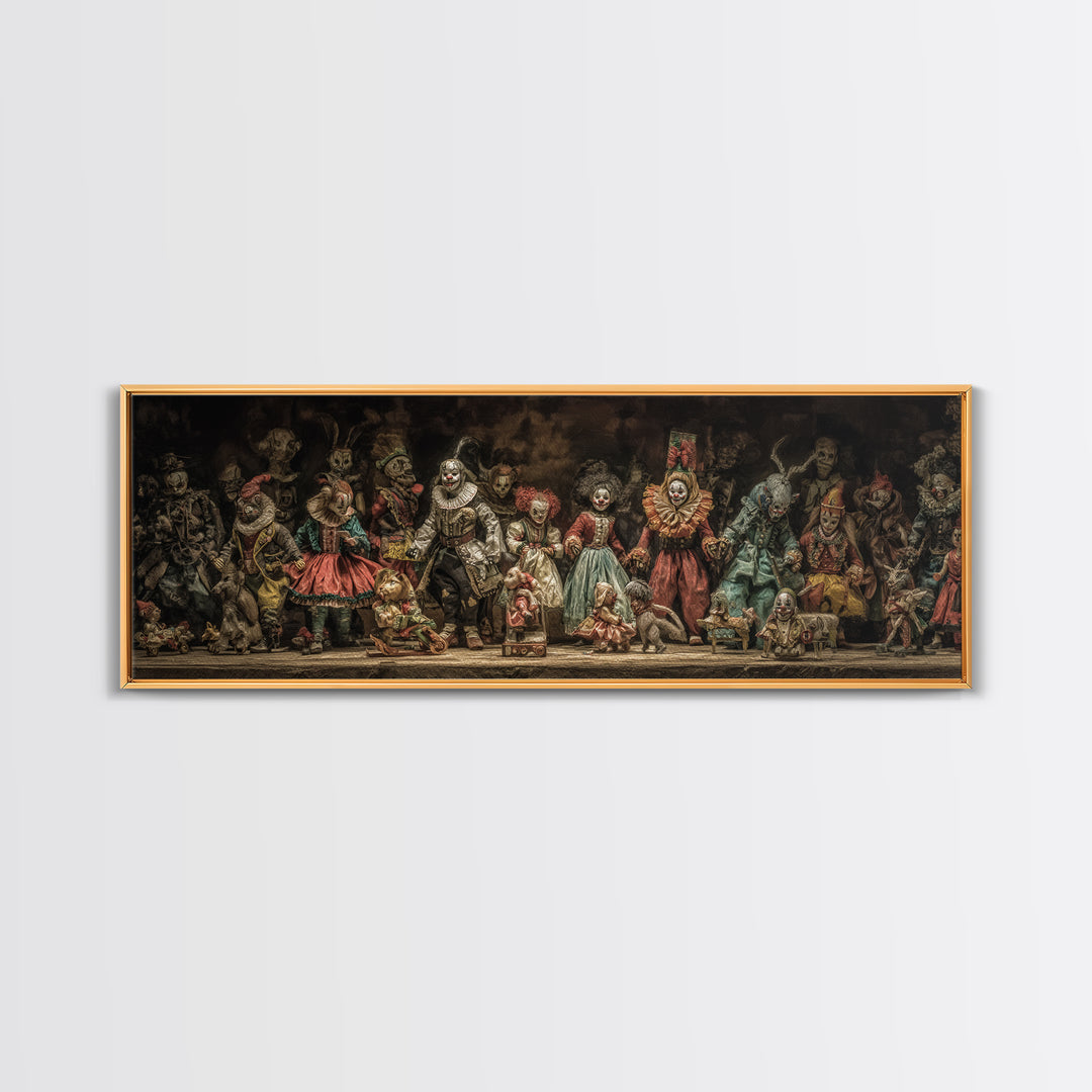 The Haunted Toy Parade, Gothic Nightmare Art, Extra Wide Wall Art, Gothic Horror Wall Art, Framed Canvas Print, Halloween Wall Art