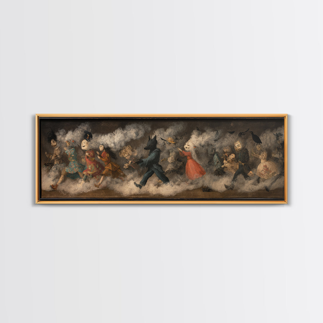 The Haunted Toy Parade, Symbolist Dream Art, Extra Wide Wall Art, Dark Fantasy Wall Art, Canvas Print, Halloween Wall Art
