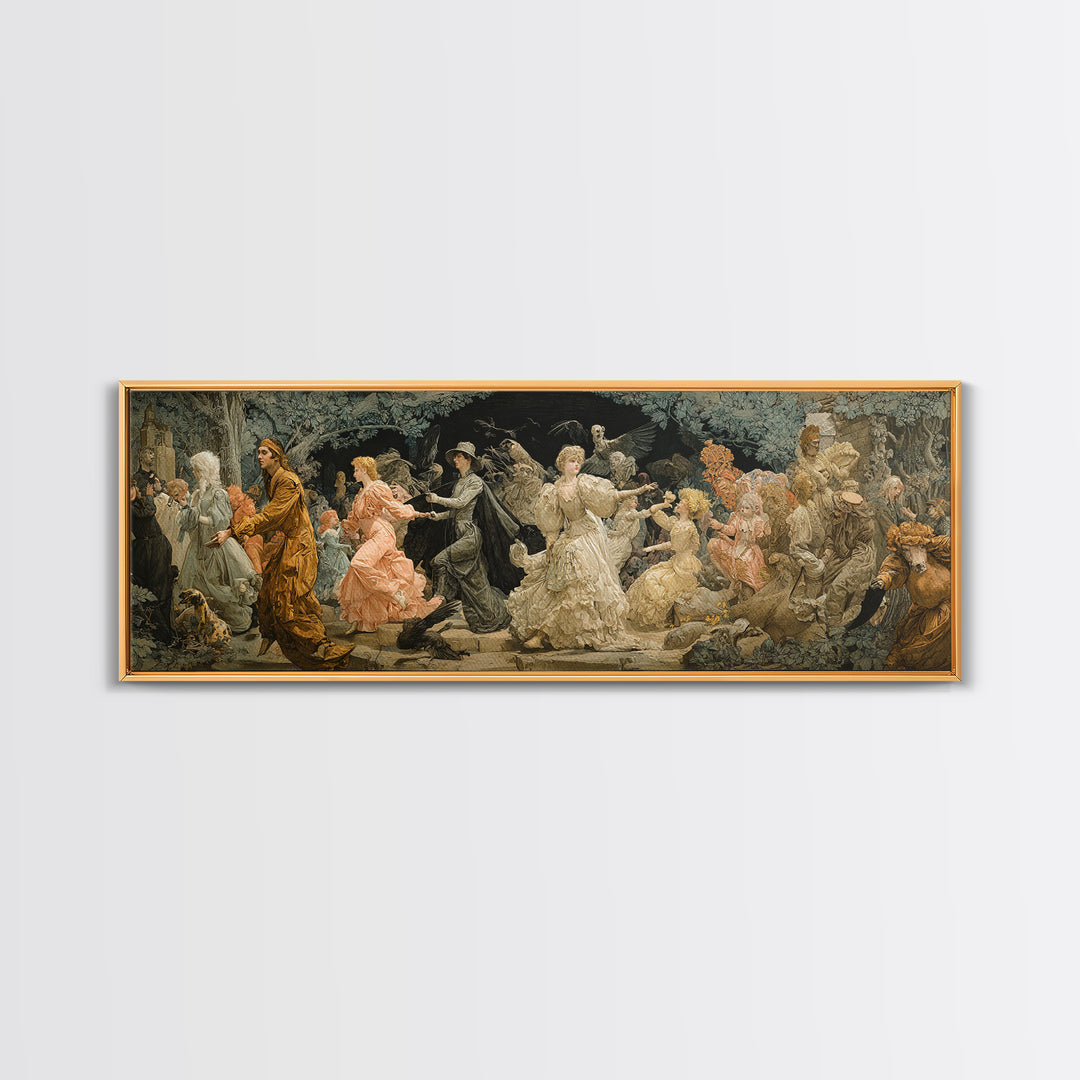 The Haunted Toy Parade, Symbolist Death Art, Extra Wide Wall Art, Macabre Wall Art, Framed Canvas Print, Halloween Wall Art
