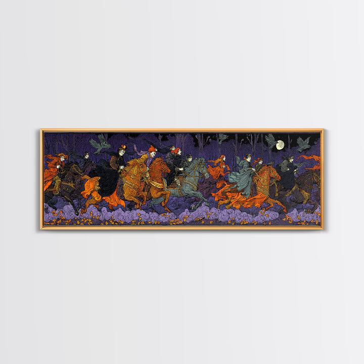 The Haunted Toy Parade, Stained Glass Gothic Art, Extra Wide Wall Art, Dark Fantasy Wall Art, Framed Canvas Print, Halloween Wall Art