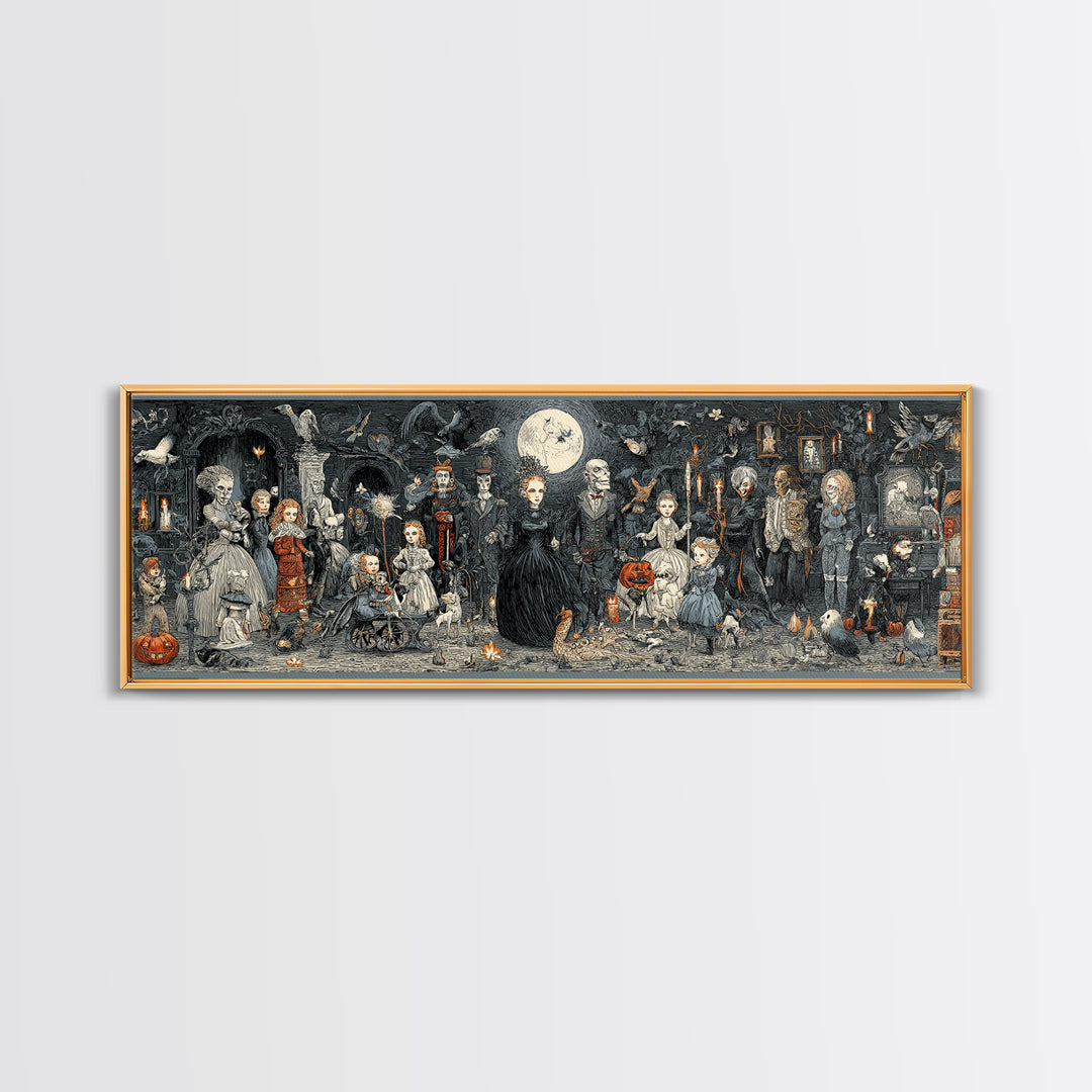 The Haunted Toy Parade, Victorian Macabre Art, Extra Wide Wall Art, Dark Fantasy Wall Art, Framed Canvas Print, Halloween Wall Art