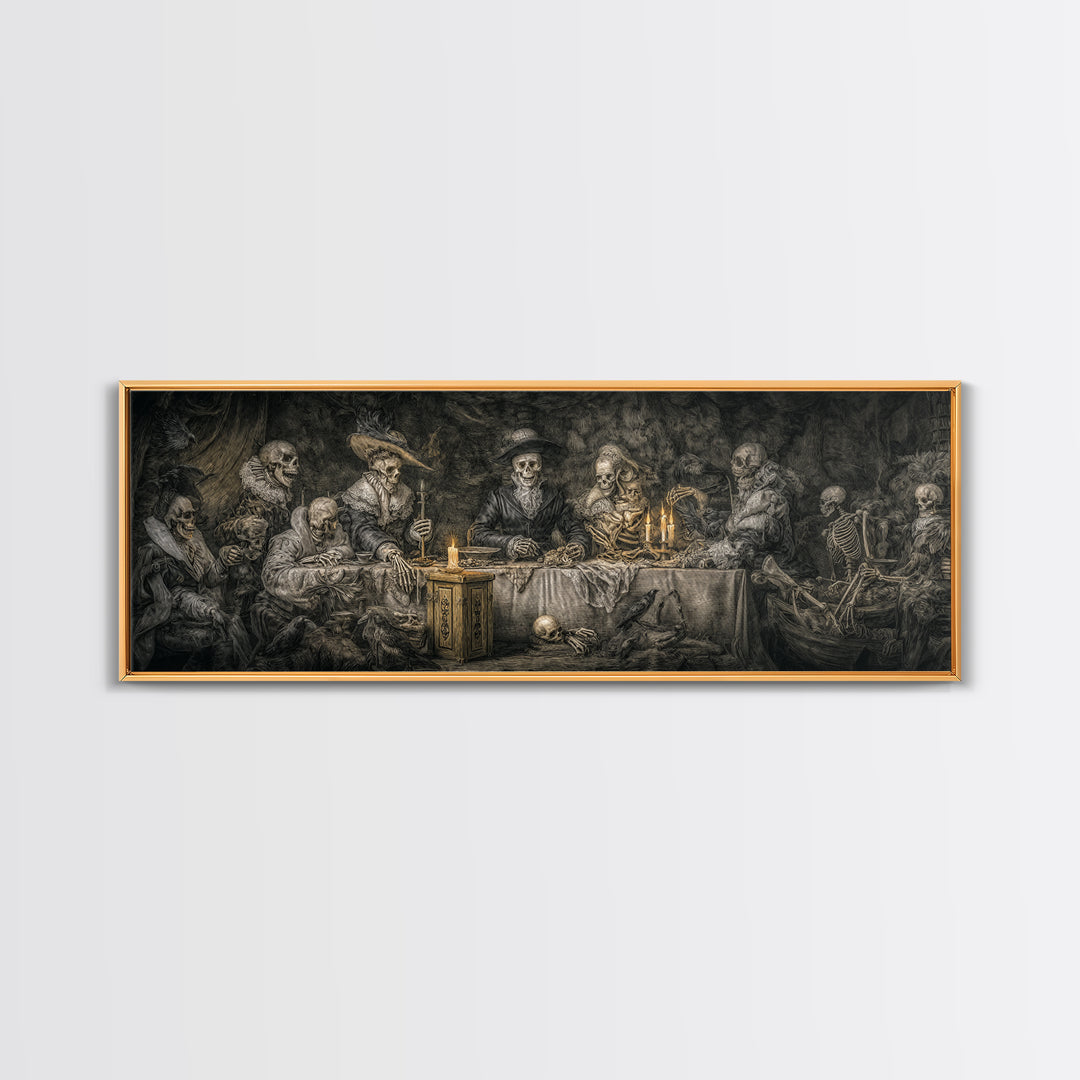 The Ghost Pirate Picnic, Danse Macabre Art, Extra Wide Wall Art, Dark Halloween Decor, Canvas Print, Halloween Wall Art