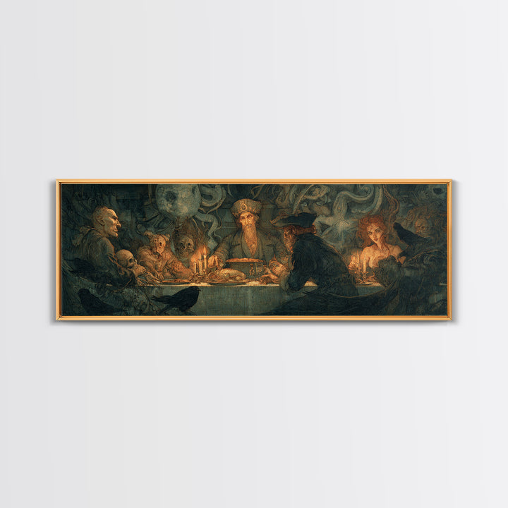 The Ghost Pirate Picnic, Dark Symbolist Art, Extra Wide Wall Art, Gothic Horror Wall Art, Framed Canvas Print, Halloween Wall Art