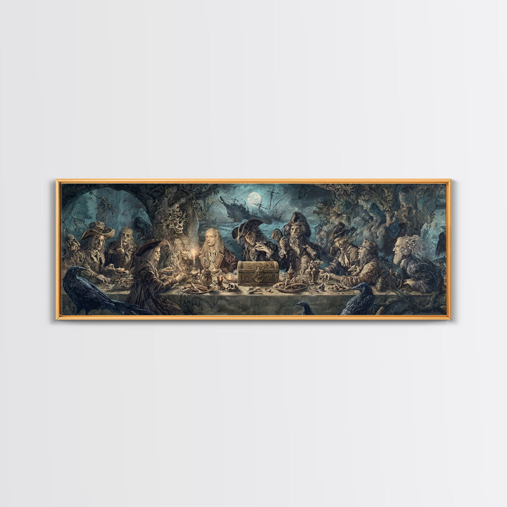 The Ghost Pirate Picnic, Symbolist Etching Art, Extra Wide Wall Art, Gothic Horror Wall Art, Canvas Print, Halloween Wall Art