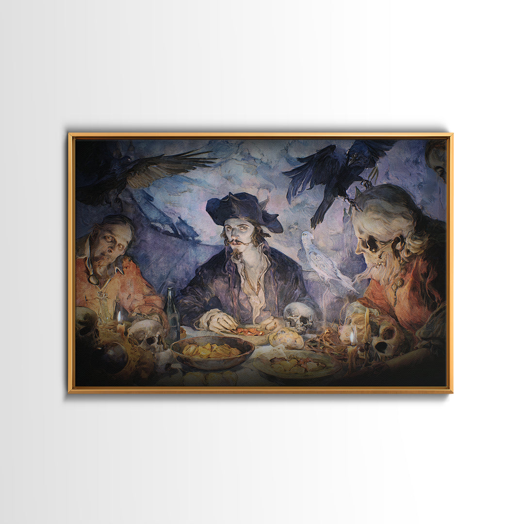 The Ghost Pirate Picnic, Expressionist Gothic Art, Landscape Wall Art, Dark Fantasy Wall Art, Canvas Print, Halloween Wall Art