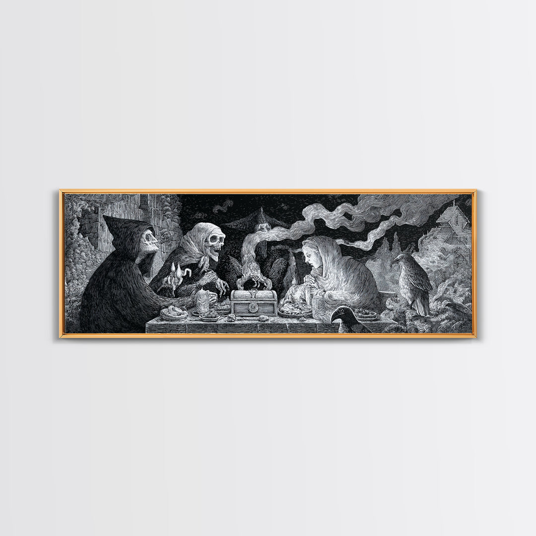 The Ghost Pirate Picnic, Victorian Macabre Art, Extra Wide Wall Art, Gothic Horror Wall Art, Canvas Print, Halloween Wall Art