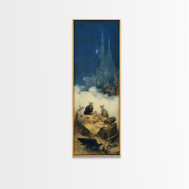 The Ghost Pirate Picnic, Surreal Apocalyptic Art, Tall Narrow Wall Art, Dark Fantasy Wall Art, Canvas Print, Halloween Wall Art