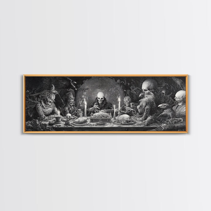 The Ghost Pirate Picnic, Biomechanical Horror Art, Extra Wide Wall Art, Macabre Wall Art, Canvas Print, Halloween Wall Art