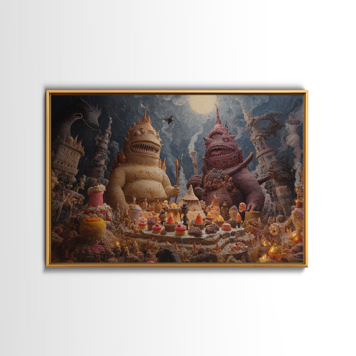 The Candy Corn Kingdom, Medieval Grotesque Art, Landscape Wall Art, Macabre Wall Art, Canvas Print, Halloween Wall Art