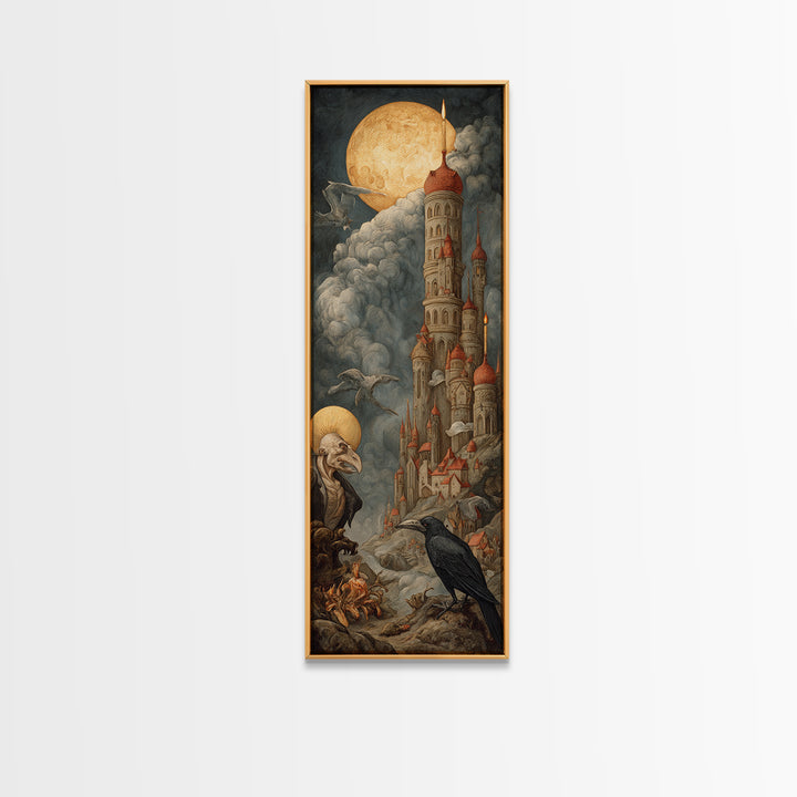 The Candy Corn Kingdom, Dark Renaissance Art, Tall Narrow Wall Art, Gothic Horror Wall Art, Framed Canvas Print