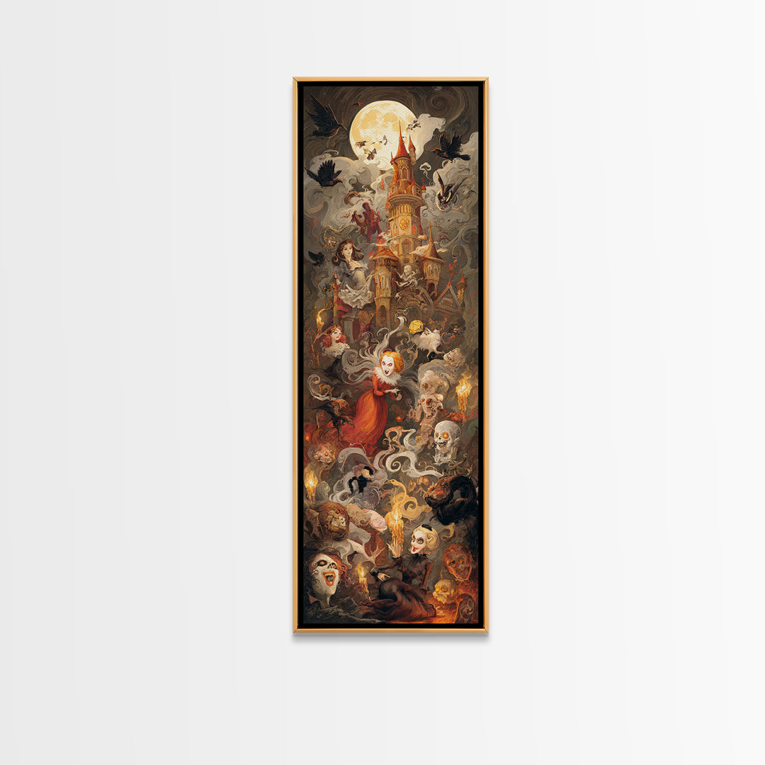 The Candy Corn Kingdom, Gothic Nightmare Art, Tall Narrow Wall Art, Gothic Horror Wall Art, Framed Canvas Print, Halloween Wall Art