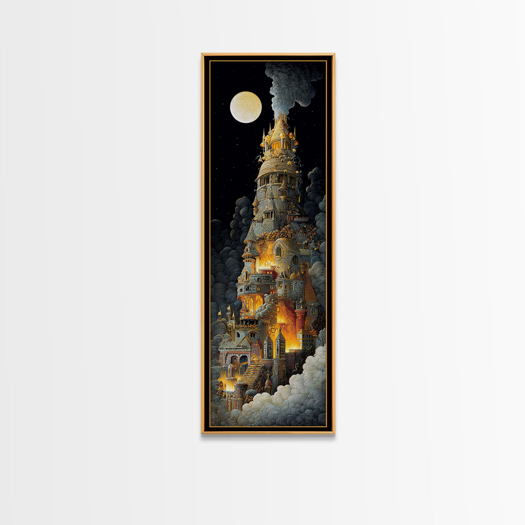 The Candy Corn Kingdom, Visionary Gothic Art, Tall Narrow Wall Art, Dark Halloween Decor, Framed Canvas Print, Halloween Wall Art