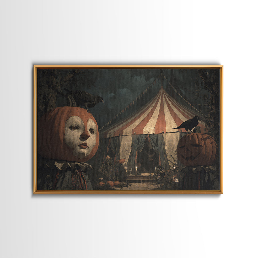 The Jack-O'-Lantern Circus, Symbolist Gothic Landscape, Landscape Wall Art, Dark Fantasy Wall Art, Canvas Print, Halloween Wall Art