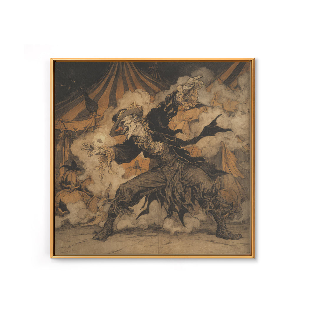 The Jack-O'-Lantern Circus, Decadent Gothic Art, Square Wall Art, Dark Halloween Decor, Canvas Print, Halloween Wall Art