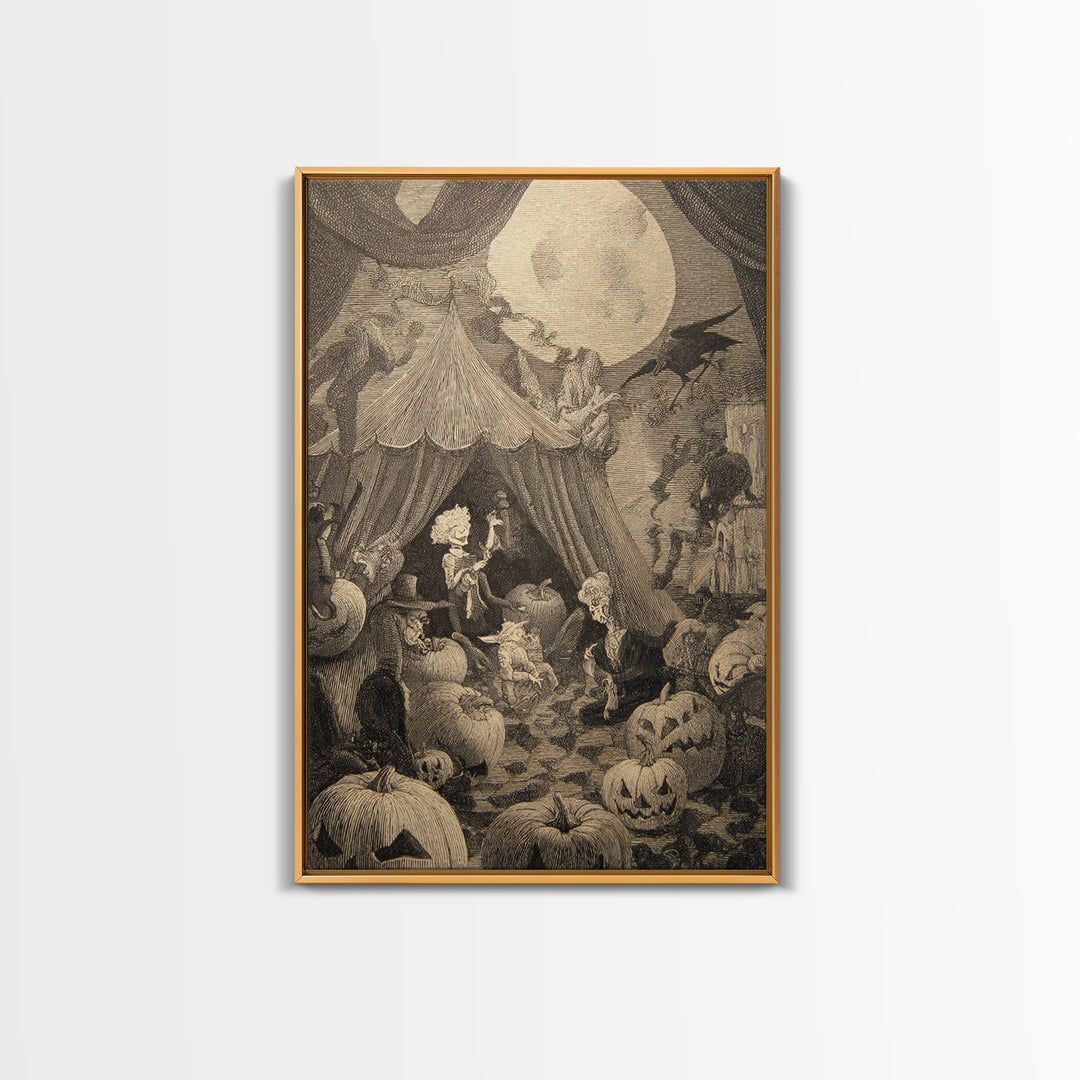 The Jack-O'-Lantern Circus, Victorian Macabre Art, Vertical Wall Art, Gothic Horror Wall Art, Canvas Print, Halloween Wall Art