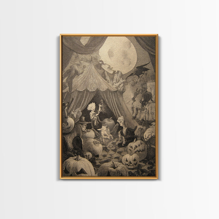 The Jack-O'-Lantern Circus, Victorian Macabre Art, Vertical Wall Art, Gothic Horror Wall Art, Canvas Print, Halloween Wall Art
