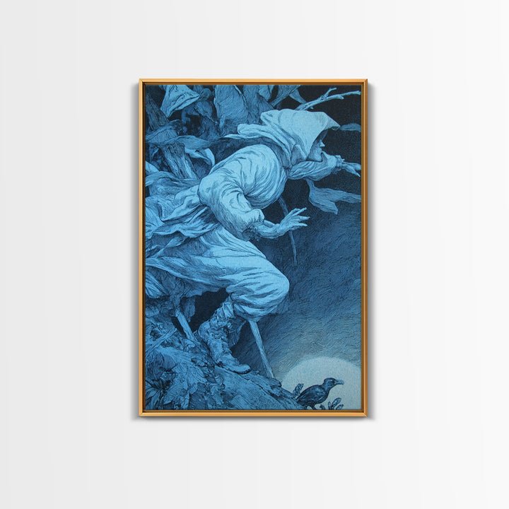 The Graveyard Book Club, Renaissance Engraving Art, Vertical Wall Art, Gothic Horror Wall Art, Canvas Print, Halloween Wall Art